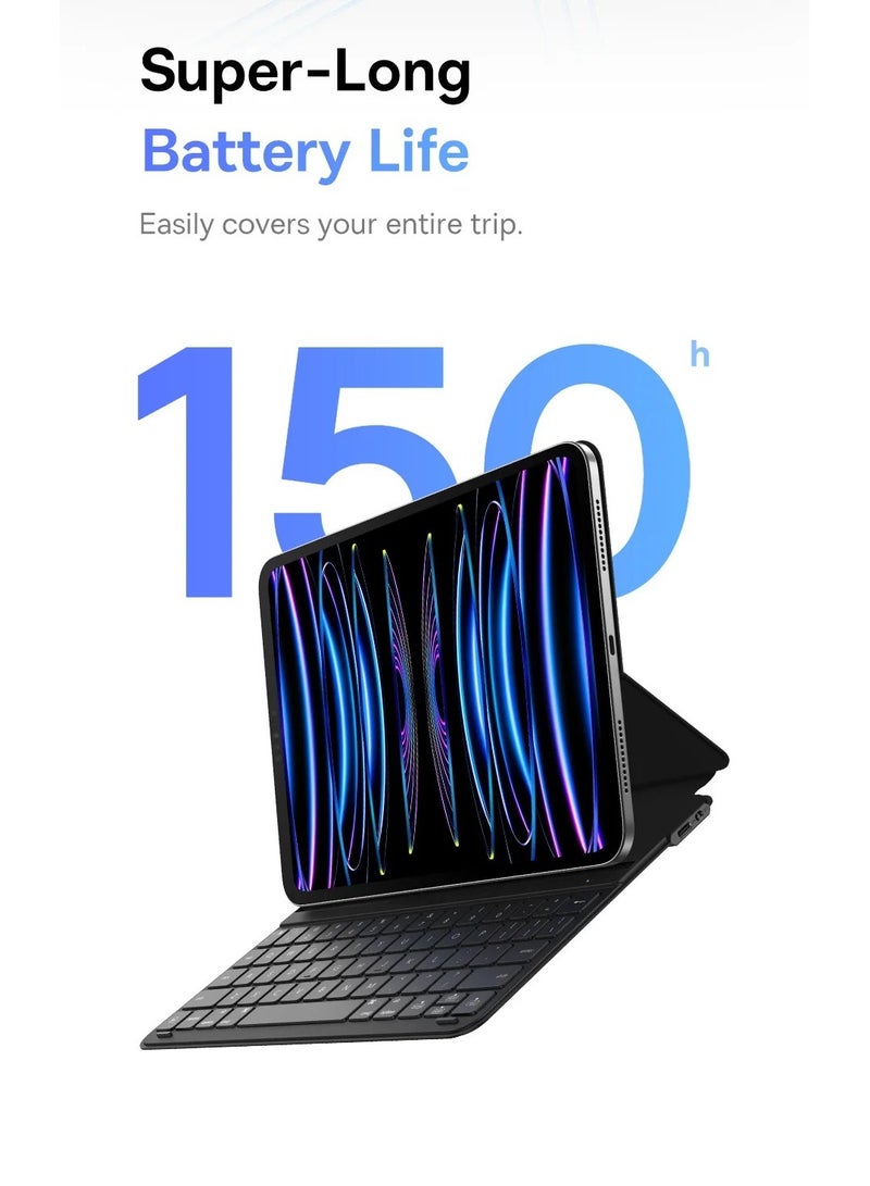 Baseus - Magnetic Keyboard Case for iPad Air4/Air5 10.9″ /Pad Pro (2018/2020/2021/2022) 11″ Bluetooth 5.3V Detachable Keyboard Case for iPad 10th Gen, Ultra Thin and Long Lasting Battery Life 150 Hours Black - Image 1
