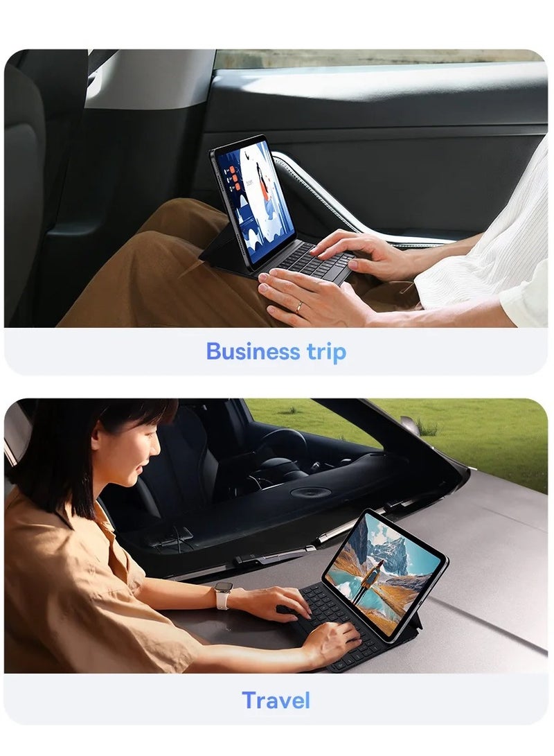 Baseus - Magnetic Keyboard Case for iPad Air4/Air5 10.9″ /Pad Pro (2018/2020/2021/2022) 11″ Bluetooth 5.3V Detachable Keyboard Case for iPad 10th Gen, Ultra Thin and Long Lasting Battery Life 150 Hours Black - Image 1