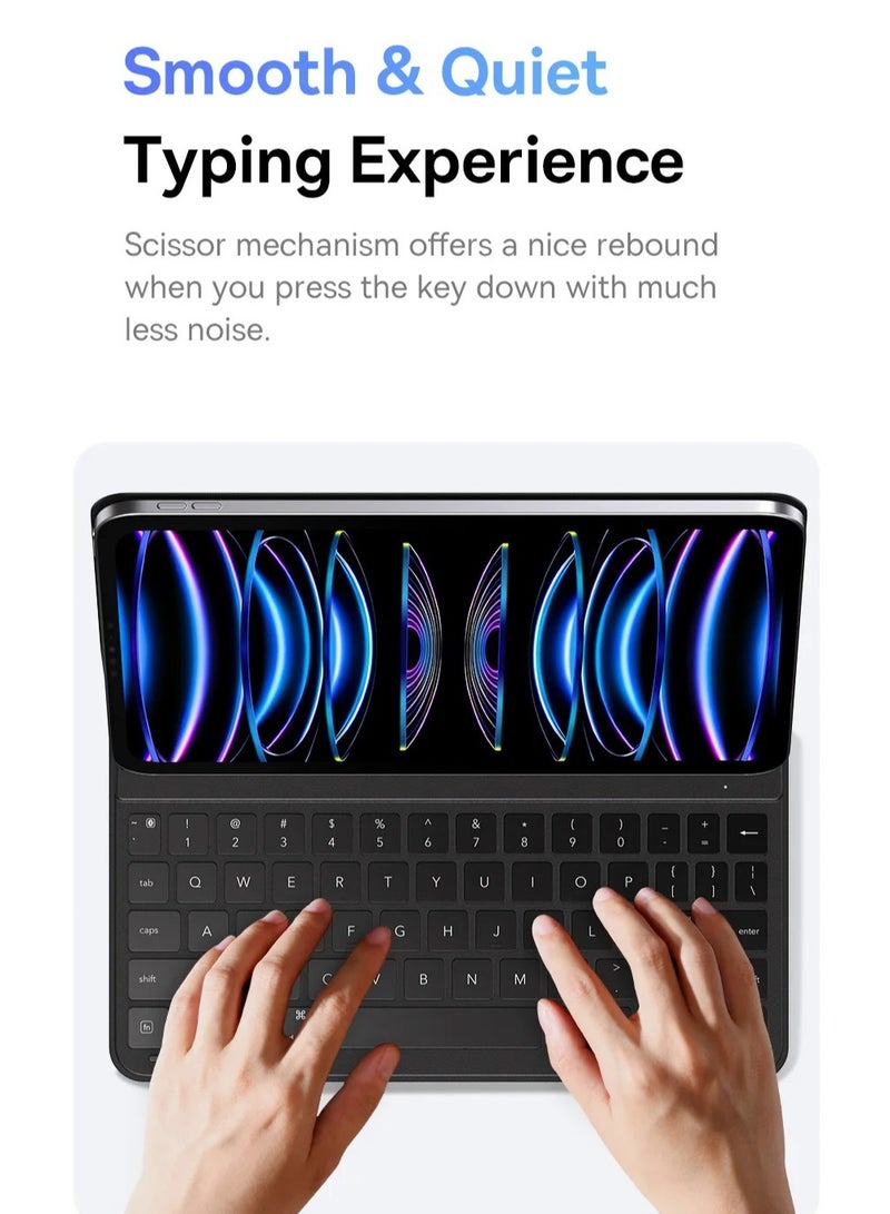 Baseus - Magnetic Keyboard Case for iPad Air4/Air5 10.9″ /Pad Pro (2018/2020/2021/2022) 11″ Bluetooth 5.3V Detachable Keyboard Case for iPad 10th Gen, Ultra Thin and Long Lasting Battery Life 150 Hours Black - Image 1