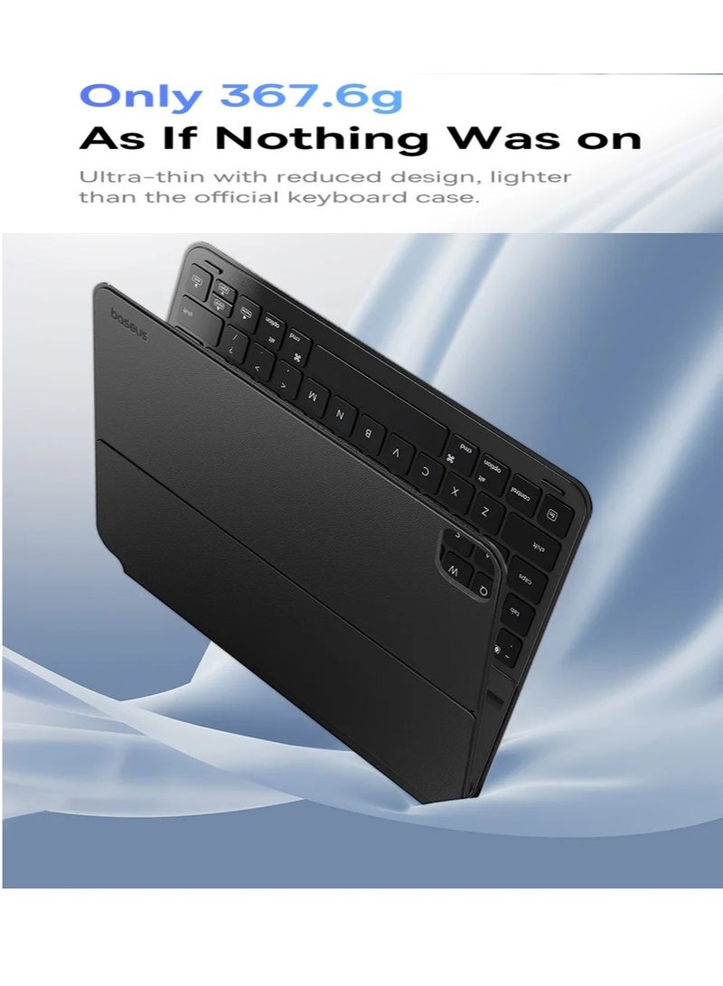 Baseus - Magnetic Keyboard Case for iPad Air4/Air5 10.9″ /Pad Pro (2018/2020/2021/2022) 11″ Bluetooth 5.3V Detachable Keyboard Case for iPad 10th Gen, Ultra Thin and Long Lasting Battery Life 150 Hours Black - Image 1