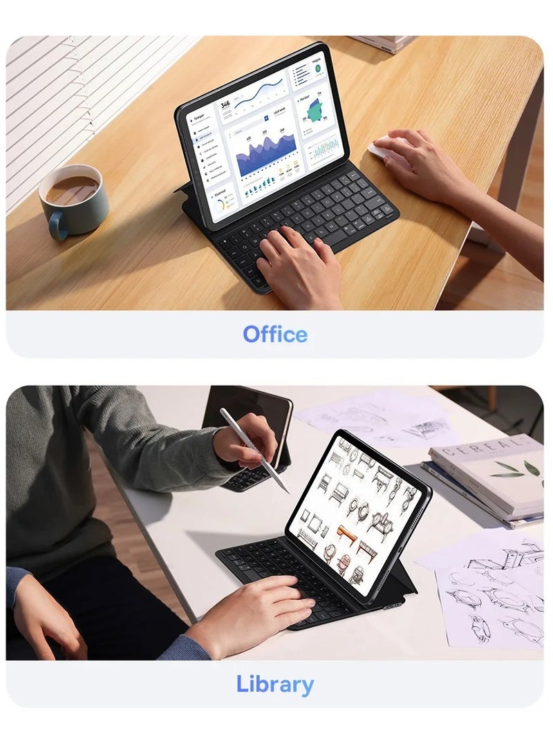 Baseus - Magnetic Keyboard Case for iPad Air4/Air5 10.9″ /Pad Pro (2018/2020/2021/2022) 11″ Bluetooth 5.3V Detachable Keyboard Case for iPad 10th Gen, Ultra Thin and Long Lasting Battery Life 150 Hours Black - Image 1