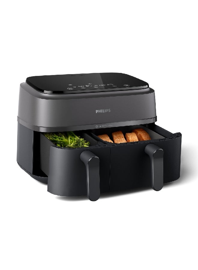 فيليبس مقلاة هوائية مزدوجة السلة بقوة 2750 وات وسعة 9 لتر من سلسلة 3000 باللون الأسود NA350/09 - Image 3