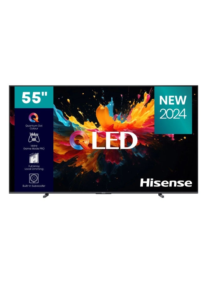 هايسنس 55 inch,4K,UHD,Full Array Local Dimming,Smart TV, QLED,Total HDR solution, AI Sport Mode,Smooth motion,DTS,144Hz Game Mode Pro,Game bar, Voice control,DolbyVision IQ,Game in Dolby,DolbyAtmos,Airplay,Filmmaker Mode,120 High Refresh Rate, Built in Subwoofer 55Q7N Plastic/Black - Image 1
