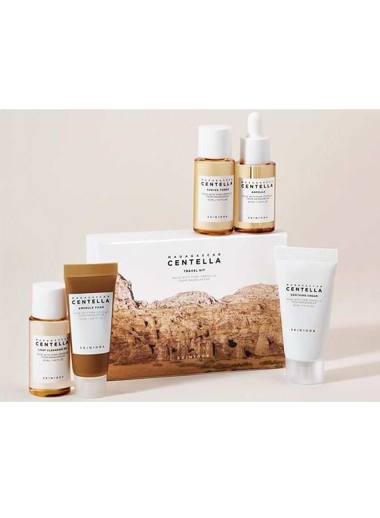 SKIN1004 Madagascar Centella Travel Kit, Toner, Ampoule, Soothing Cream, Cleansing Oil, Ampoule Foam, Basic Skincare Box, Compact Size, Soothing Calming Brown - Image 5