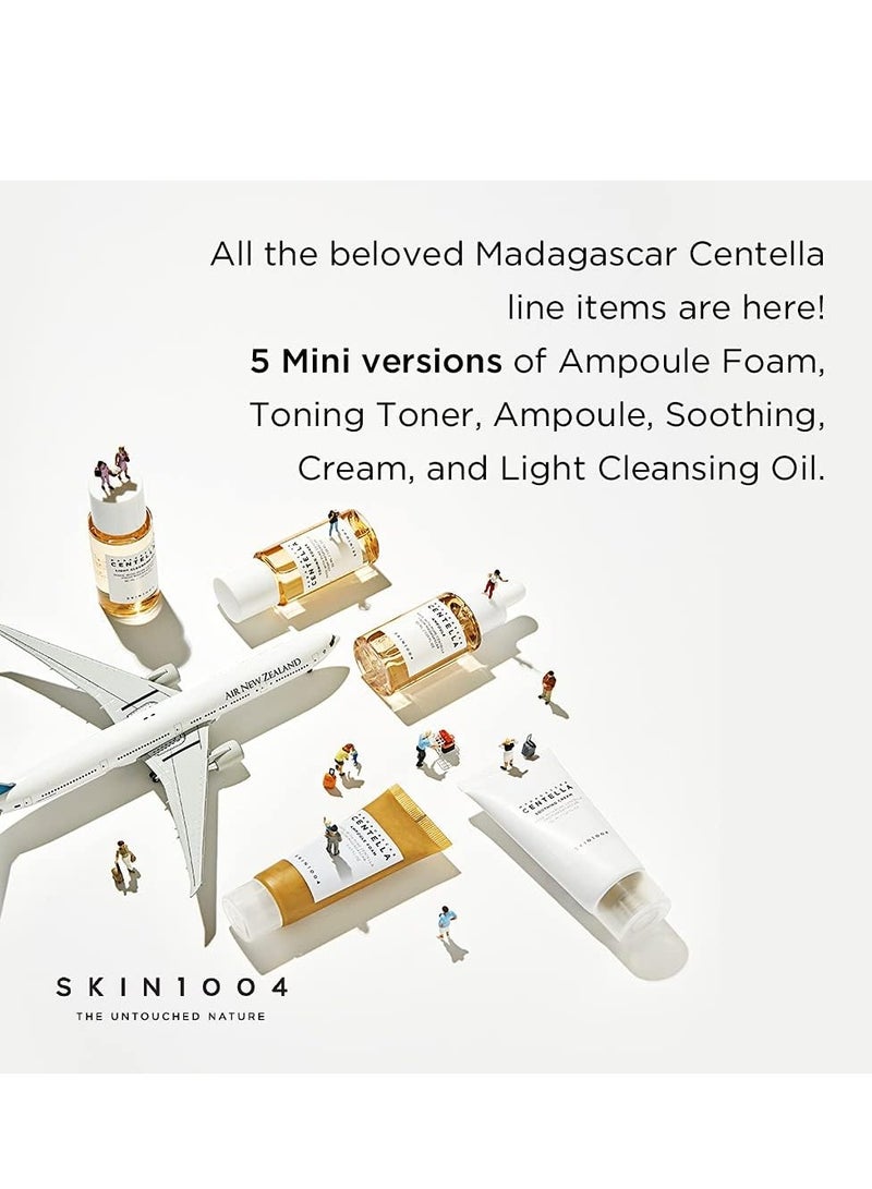 SKIN1004 Madagascar Centella Travel Kit, Toner, Ampoule, Soothing Cream, Cleansing Oil, Ampoule Foam, Basic Skincare Box, Compact Size, Soothing Calming Brown - Image 3