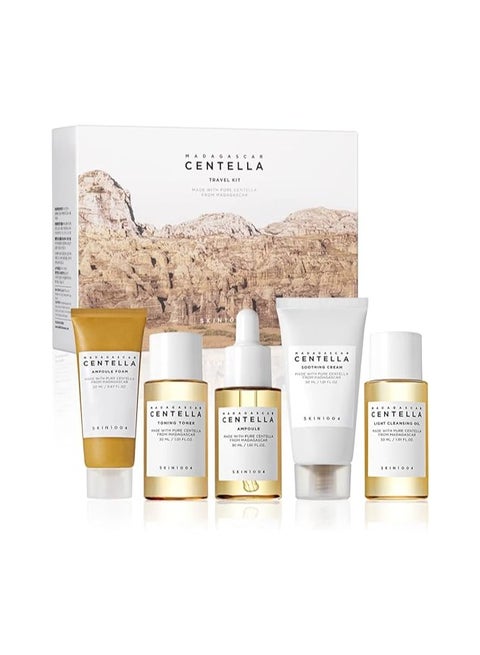 Madagascar Centella Travel Kit, Basic Skincare Box, Compact Size, Soothing Calming Yellow/White