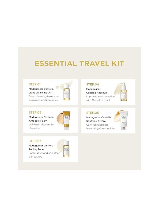 skin1004 - Madagascar Centella Travel Kit, Basic Skincare Box, Compact Size, Soothing Calming Yellow/White - Image 1