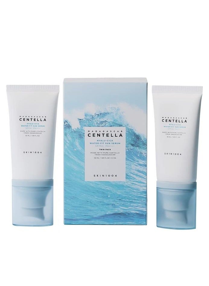 skin1004 Madagascar Centella Hyalu-Cica Water-Fit Sun Serum (50ml x 2) Twin Pack  - Image 1
