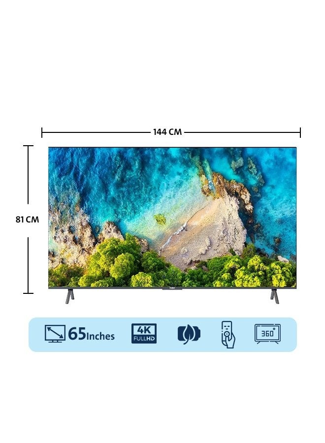 KMC - 4K Smart Tv 65" Frameless- Android 13 - 2 Emote Control ( Free Air Remote) 1Gb + 8G KMC65US24 Black - Image 1
