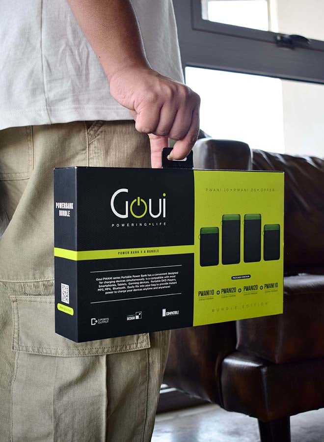 جوي مجموعة باور بانك بواني (عدد 2 بسعة 20,000 ملي أمبير + عدد 2 بسعة 10,000 ملي أمبير) | شواحن متنقلة عالية السعة | ثلاثي المخارج  (منفذان Type-C + منفذ USB-A) | تصميم مدمج و صغير الحجم يدعم الشحن المتزامن للهواتف الذكية والأجهزة اللوحية وأجهزة الألعاب وسماعات البلوتوث والمزيد | تصميم مناسب للسفر لتوفير الطاقة أثناء التنقل – باللون الأسود - Image 3