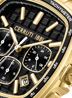 CERRUTI 1881 Men's Yellow Gold Plated Black Matt Dial Watch  - Image 4