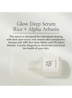 Beauty of Joseon Glow Deep Serum with Rice and Alpha-Arbutin - Brightening and Hydrating Formula for Even Skin Tone - 30ml (1 fl. oz.) - Reduces Dark Spots, Improves Skin Texture, and Enhances Natural Radiance for a Smooth, Radiant Complexion 30ml  - Image 4