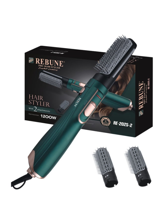 2025-2 Green Professional Hair Styler 1200W Hot Air Brush Volumizer Green - pnsku/N70102835V/45/_/1728975599/b36be956-c6cf-4d7d-81e4-3371b6d44dac