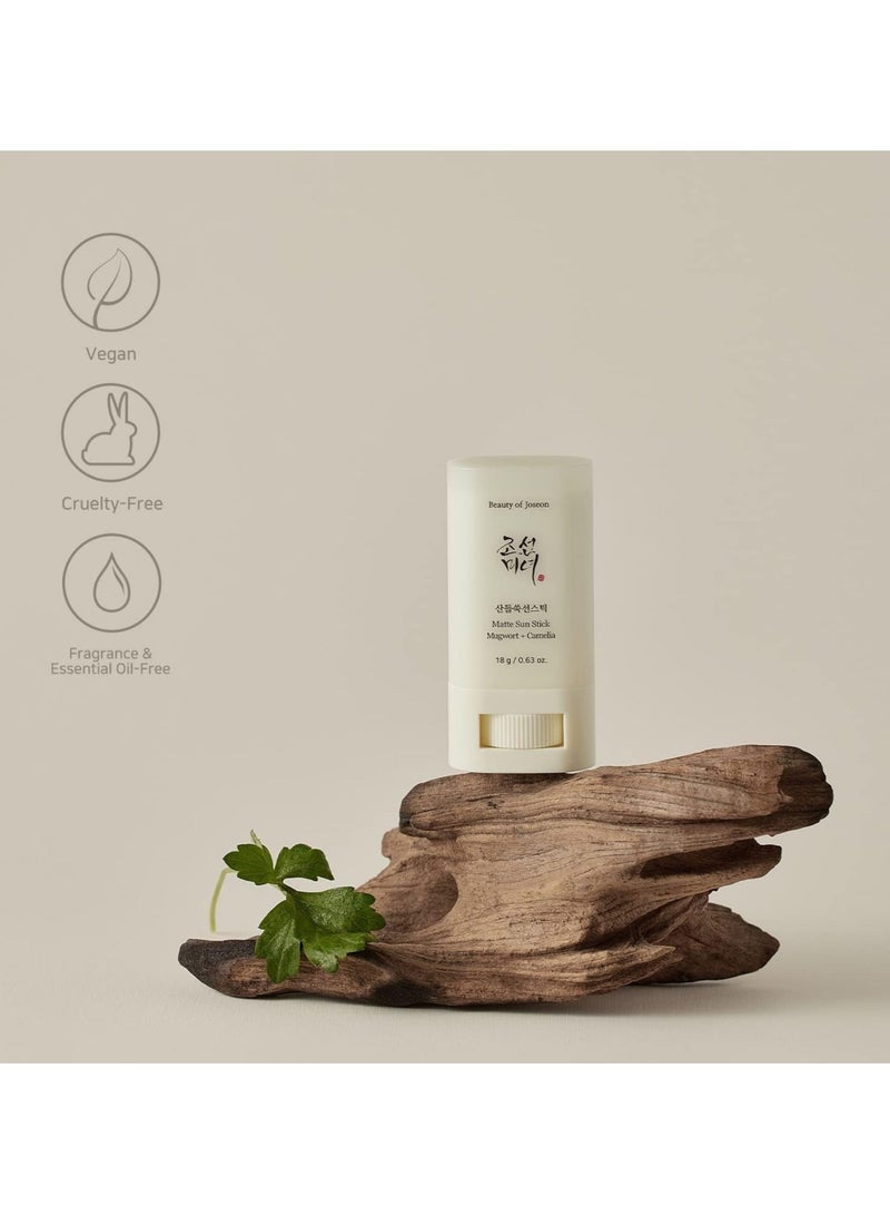 Beauty of Joseon - Matte Sun Stick with Mugwort and Camellia (SPF 50+ PA++++) - Lightweight, Oil-Control Sunscreen for a Shine-Free Finish - 18g (0.63 fl. oz.) - Easy, Portable Sun Protection that Soothes and Nourishes Skin While Preventing Sun Damage 18grams - Image 1