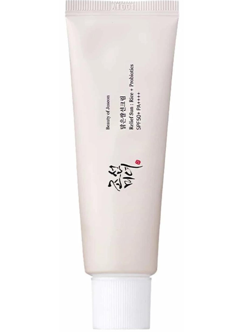 Beauty of Joseon - Relief Sun: Rice + Probiotics SPF50+ PA++++ - Advanced Broad Spectrum UV Protection with Skin-Nourishing Rice Extracts and Probiotics for Healthy, Glowing Skin 50ml - Image 1