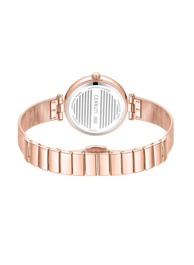 CERRUTI 1881 Women's Rose Gold Plated Black Sunray/Black Mother of Pearl Dial Watch  - Image 3