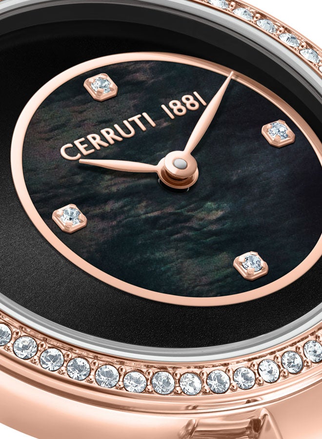 CERRUTI 1881 Women's Rose Gold Plated Black Sunray/Black Mother of Pearl Dial Watch  - Image 4