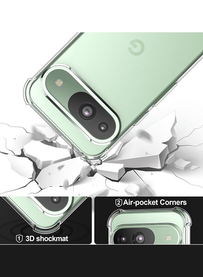 (for Google Pixel 9 Pro) TPU Case Shockproof Soft TPU Bumper and Hard PC Back Case Anti-Scratch,Drop Protection,Slim Fit Gorilla Case Cover Clear