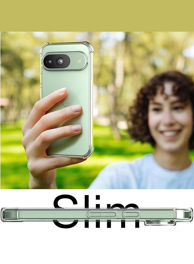 (for Google Pixel 9 Pro) TPU Case Shockproof Soft TPU Bumper and Hard PC Back Case Anti-Scratch,Drop Protection,Slim Fit Gorilla Case Cover Clear