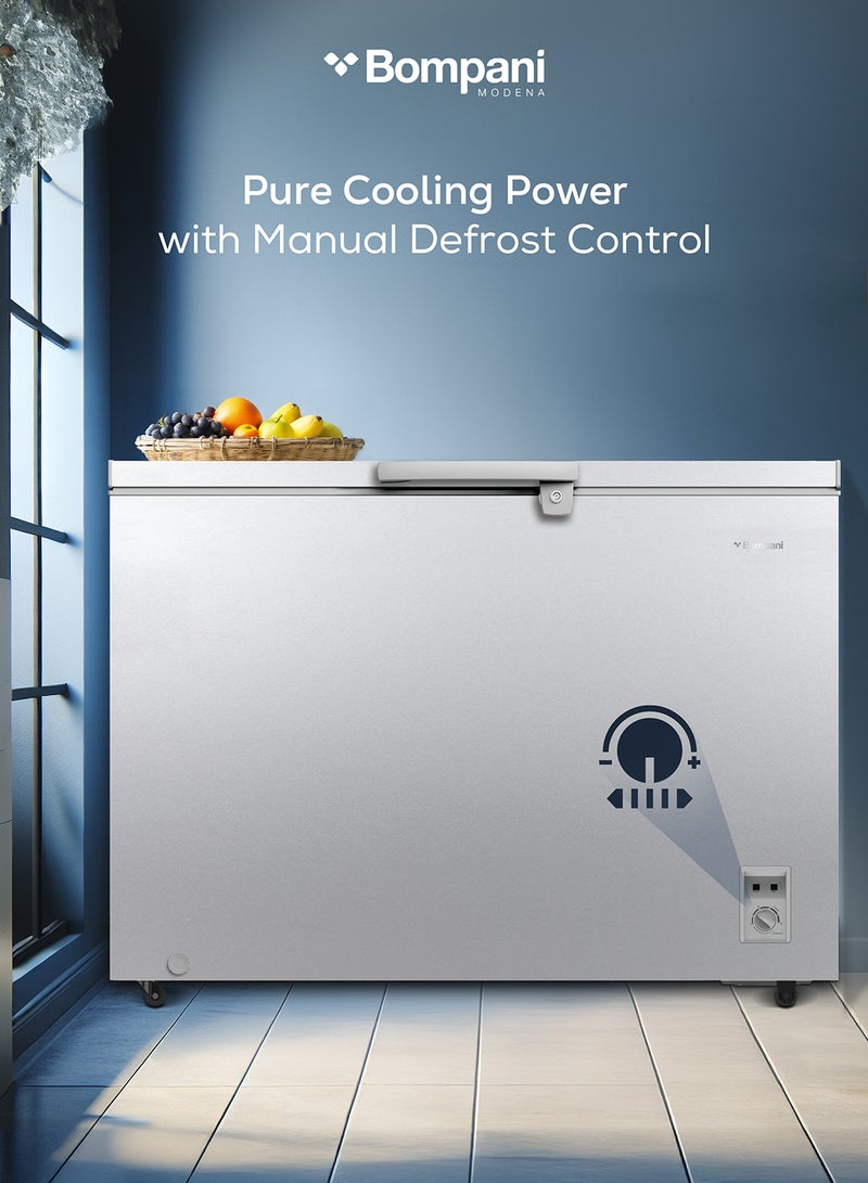 بومباني 389L Gross / 299L Net Capacity Chest Freezer, Manual Defrost, Single Door, R600a Refrigerant, 13.5kg/24h Freezing Capacity 389 L 400 W BOCF350I Grey  - Image 3
