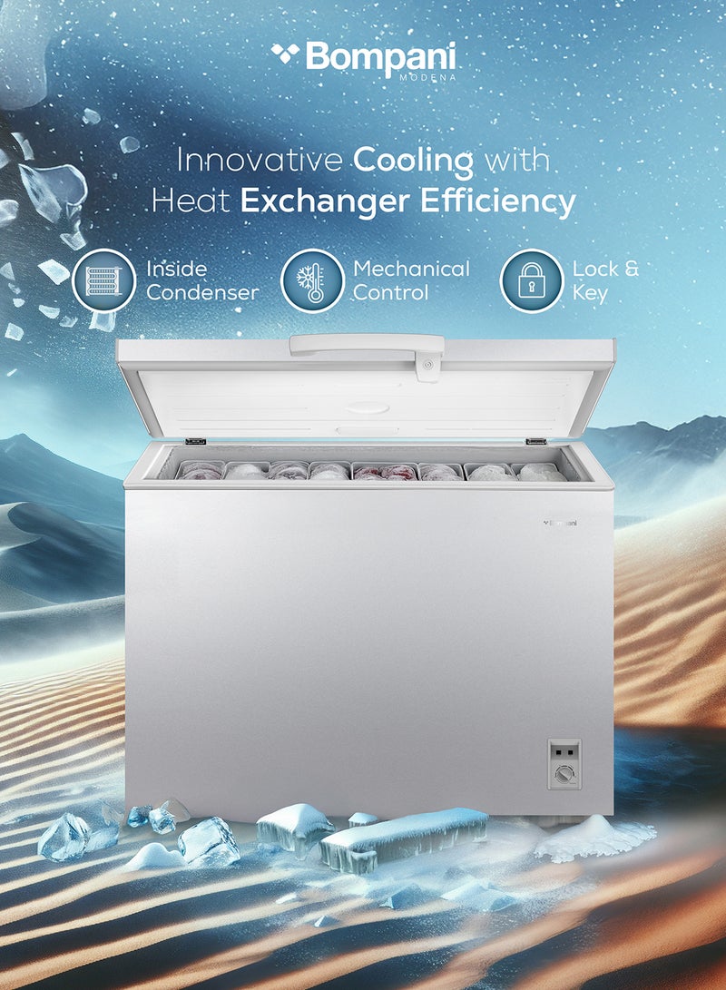 بومباني 389L Gross / 299L Net Capacity Chest Freezer, Manual Defrost, Single Door, R600a Refrigerant, 13.5kg/24h Freezing Capacity 389 L 400 W BOCF350I Grey  - Image 4