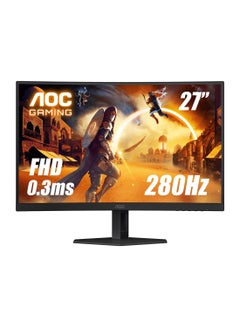 27 inch FHD Curved Gaming Monitor, 1ms (GtG) Response Time, 280 Hz Refresh Rate, Adaptive Sync,1.07 Billion Display Colors, Adjustable Stand, HDMI, DisplayPort C27G4ZE Black/Red