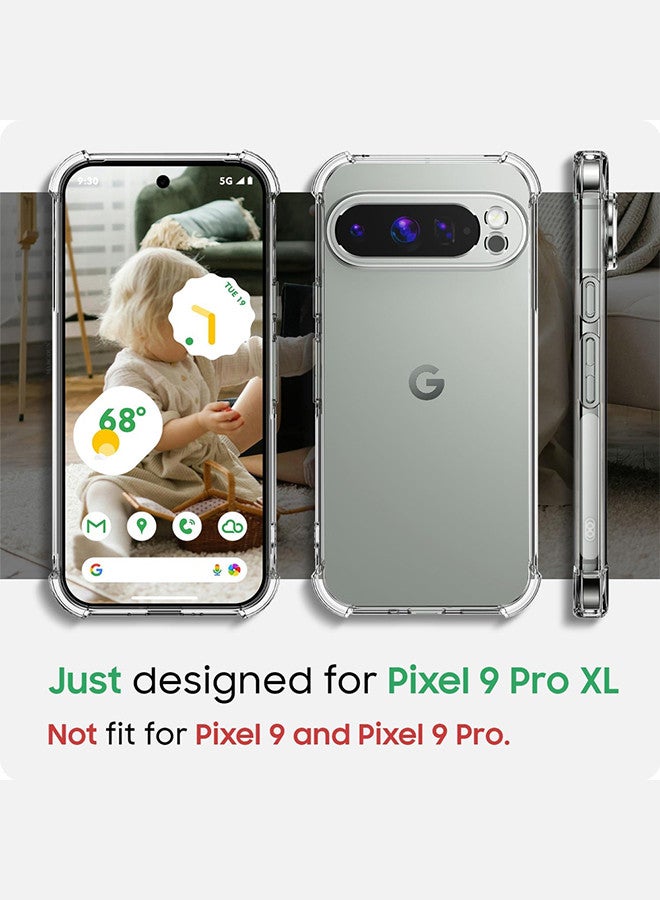 (for Google Pixel 9 Pro XL) TPU Case Shockproof Soft TPU Bumper and Hard PC Back Case Anti-Scratch,Drop Protection,Slim Fit Gorilla Case Cover Clear