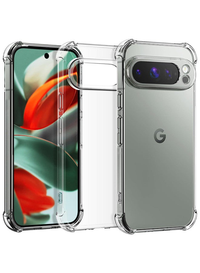 (for Google Pixel 9 Pro XL) TPU Case Shockproof Soft TPU Bumper and Hard PC Back Case Anti-Scratch,Drop Protection,Slim Fit Gorilla Case Cover Clear