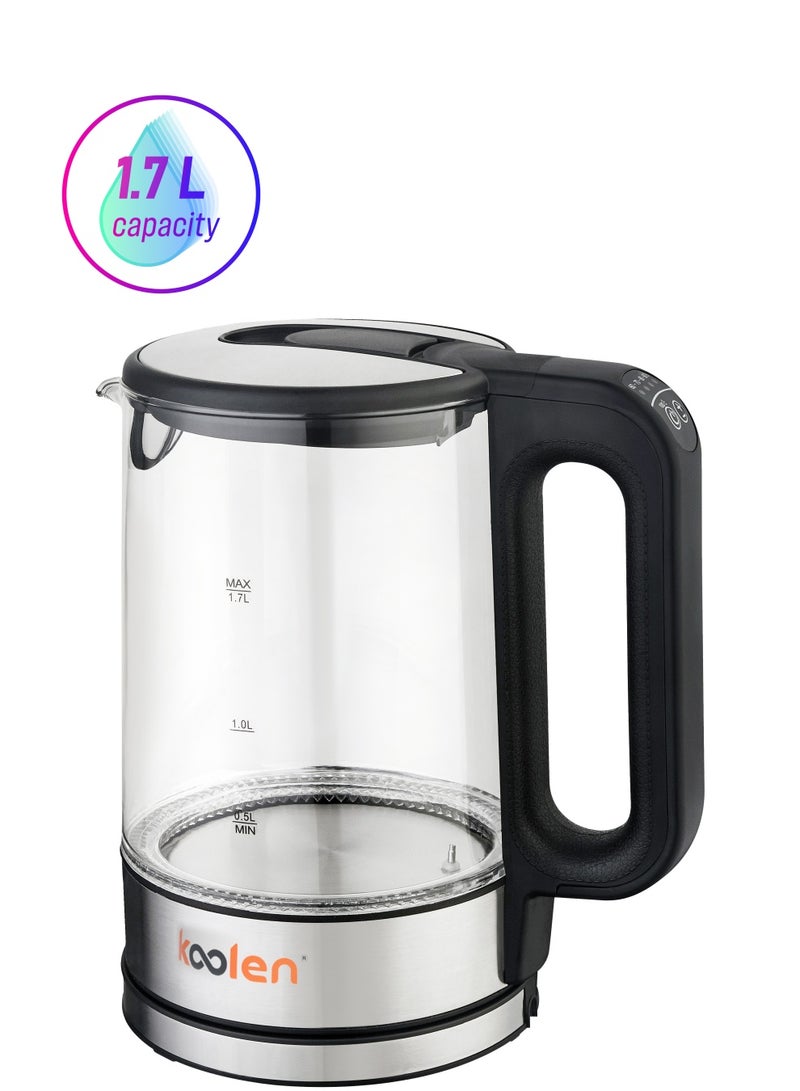 KOOLEN Digital Kettle Glass 1.7 L 1850 W 800102023 silver & Black 