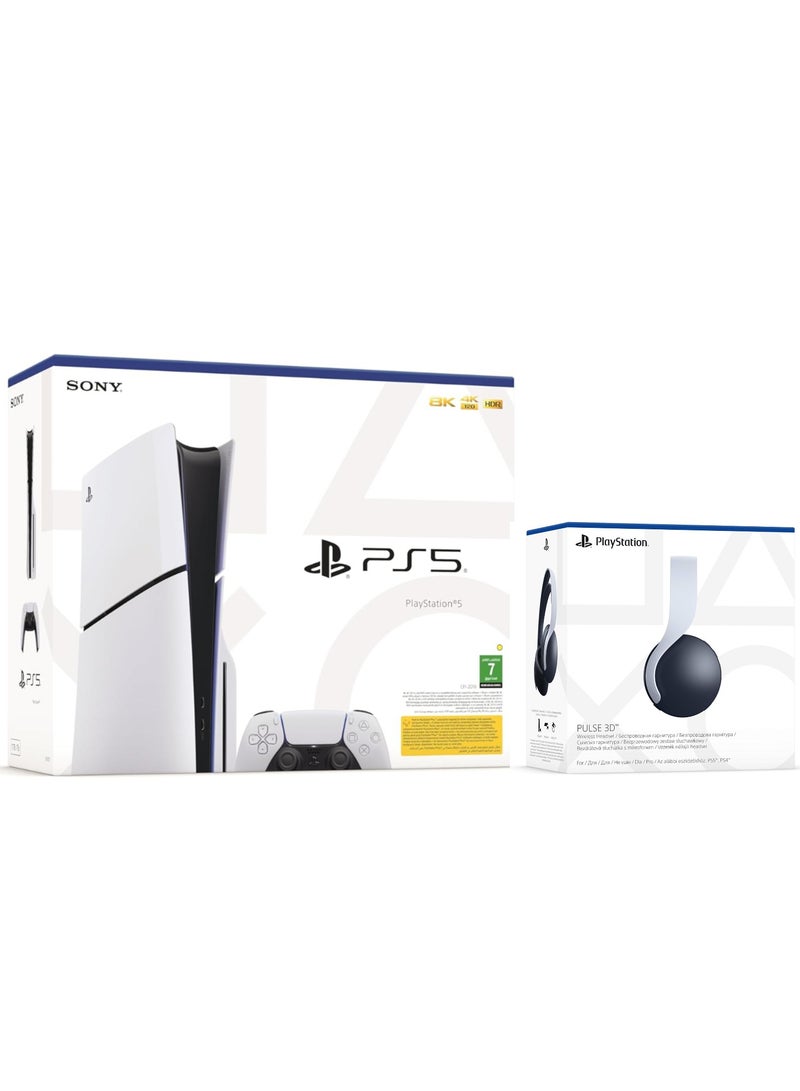 Sony PlayStation 5 Slim Disc Console With Pulse 3D Headset - White - Image 1