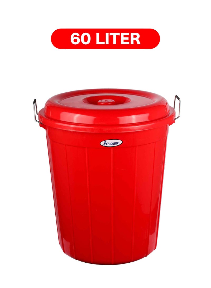 Esqube Drum Bucket With Lid 60L Red 60000ml