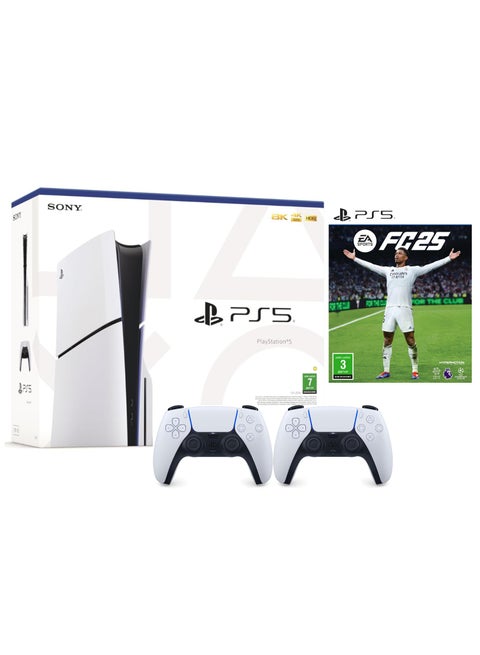 PlayStation 5 Slim Disc Console With Extra Controller - White And EA FC 25 KSA Version