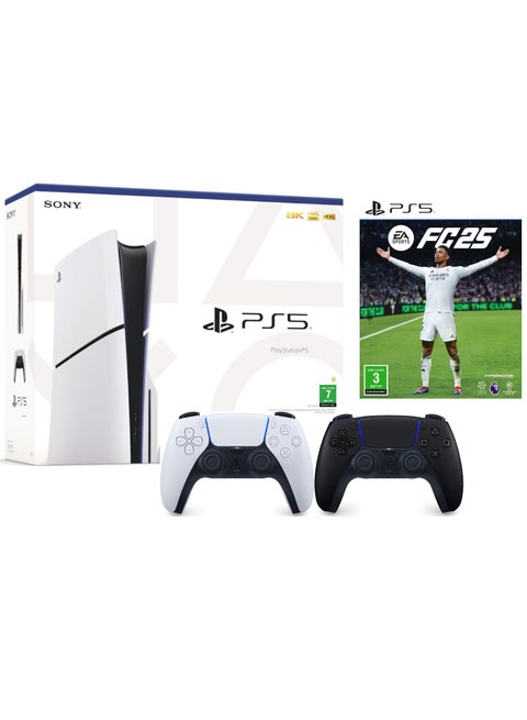 PlayStation 5 Slim Disc Console With Extra Controller - Black And EA FC 25 KSA Version