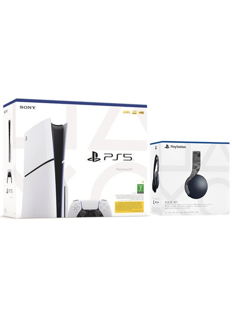 PlayStation 5 Slim Disc Console With Pulse 3D Headset - Gray Camouflage
