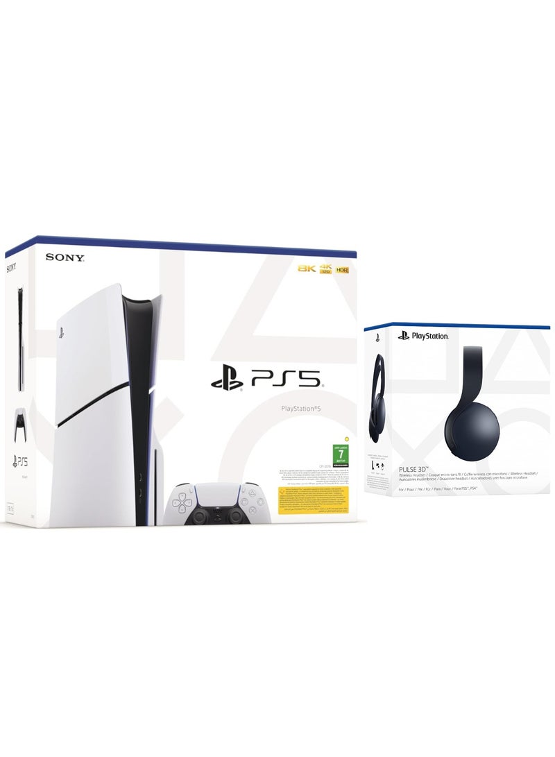 Sony PlayStation 5 Slim Disc Console With Pulse 3D Headset - Black - Image 1