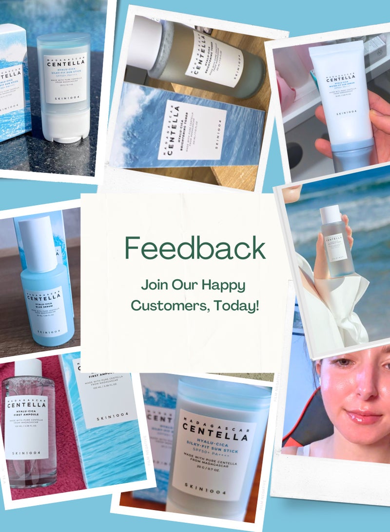 skin1004 - Centella Hyalu-Cica Skincare Set, Silky-Fit Sun Stick 12G, Brightening Toner 210Ml, First Ampoule 100Ml, Blue Serum 50Ml And Face Scrubber - Image 1