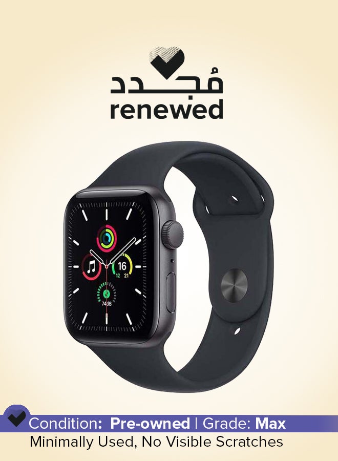 Apple Renewed - Watch SE-44mm (1st Generation) GPS + Space Grey Aluminum Case With Sport Band Midnight - Image 1