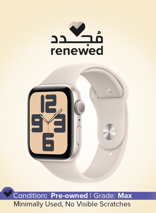 Apple Renewed - Watch SE (2023) GPS 44mm Starlight Aluminium Case Starlight Sport Band  - Image 1