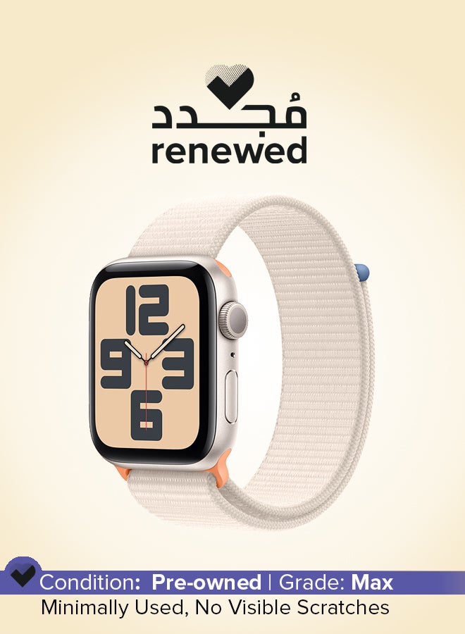 Apple Renewed - Watch SE (2023) GPS 44mm Starlight Aluminium Case Starlight Sport Loop - Image 1