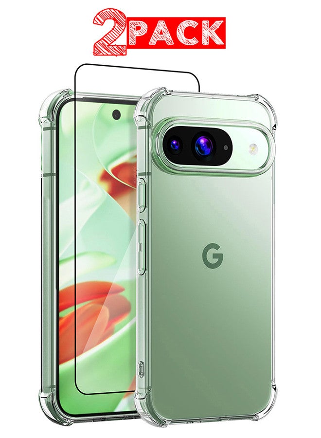 MARGOUN (for Google Pixel 9) 2 Packs TPU Case and Screen Protector Shockproof Soft TPU Bumper and Hard PC Back Case Anti-Scratch,Drop Protection,Slim Fit Gorilla Case Cover Clear  - Image 1