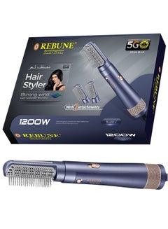 ريبون RE-2201-2 New Hair Styler 1200W Hair Dryer Brush 3 In 1 Hot Air Styler Straightening & Curling Fast Heating Hair Styler with 2 Brushes  - Image 1