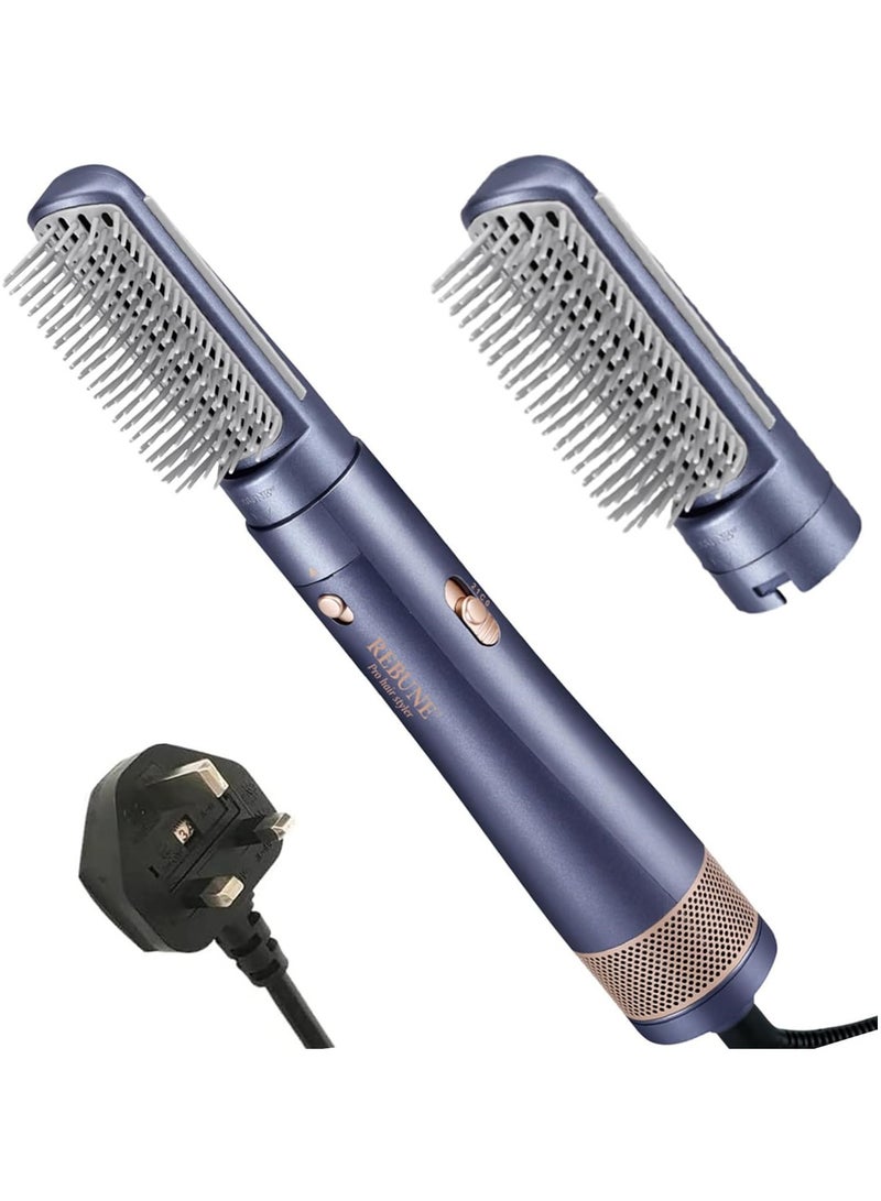 ريبون - RE-2201-2 New Hair Styler 1200W Hair Dryer Brush 3 In 1 Hot Air Styler Straightening & Curling Fast Heating Hair Styler with 2 Brushes - Image 1