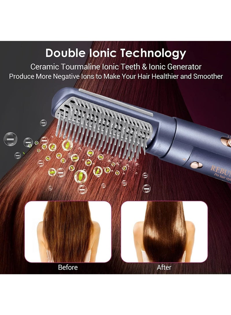 ريبون - RE-2201-2 New Hair Styler 1200W Hair Dryer Brush 3 In 1 Hot Air Styler Straightening & Curling Fast Heating Hair Styler with 2 Brushes - Image 1