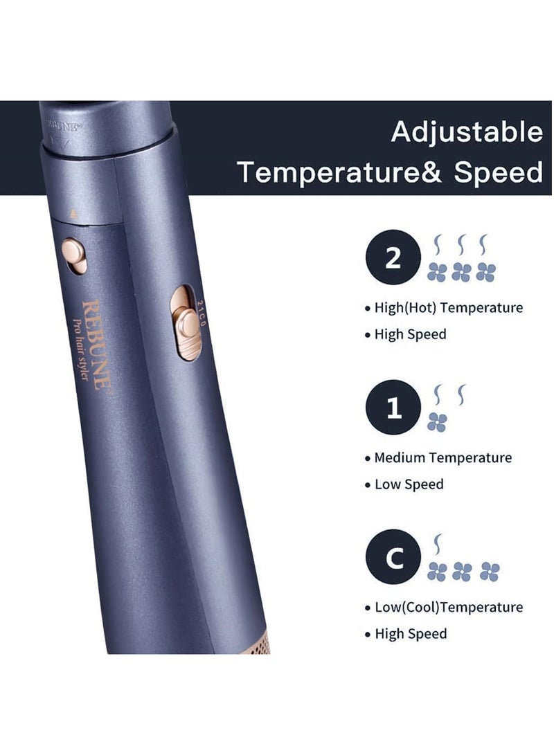 ريبون - RE-2201-2 New Hair Styler 1200W Hair Dryer Brush 3 In 1 Hot Air Styler Straightening & Curling Fast Heating Hair Styler with 2 Brushes - Image 1