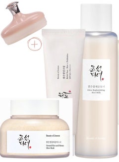 Beauty of Joseon Radiant Glow Pack & Face Scrubber - Ground Rice & Honey Mask - Glow Replenishing Rice Milk - & Relief Sun with Probiotics Set for a Nourished, Protected, and Radiant Complexion 350ml  - Image 1
