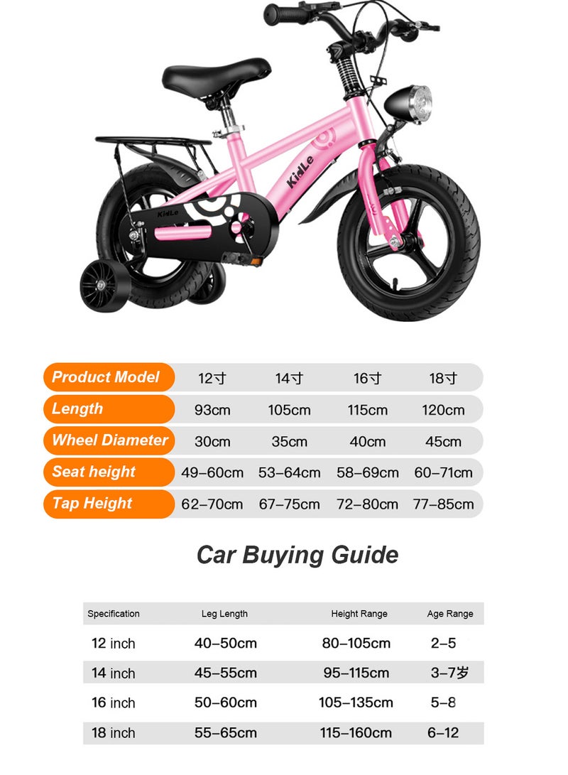 Children'S Bicycle High Carbon Steel Bike Spoked Wheels Flashing Hummer Assist Wheels With Pillion Headlight 12-18Inch Bike Suitable For Kids Over 2-12 Years Old Riding Adventures（Pink） 14inchinch - pnsku/N70103330V/45/_/1724477508/23654402-25d8-471b-836b-a0168bb48da9