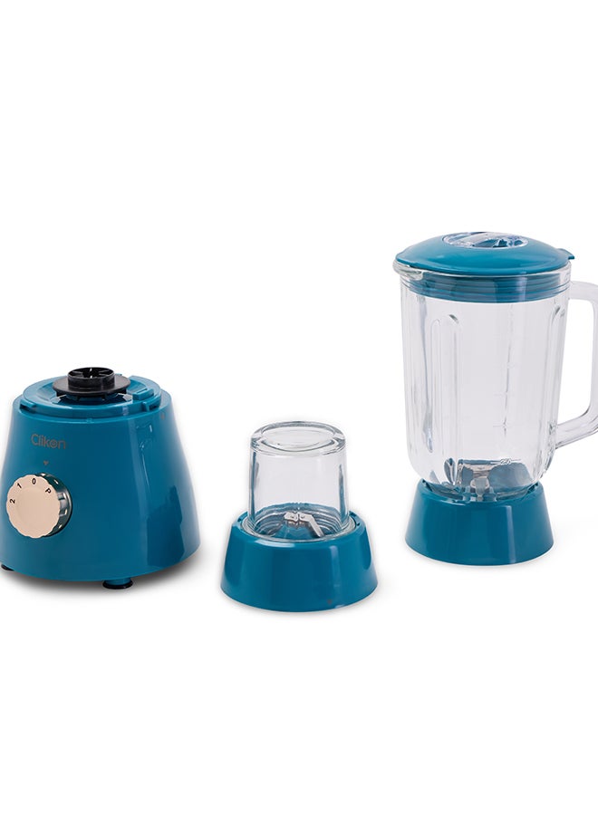 Clikon 2 In 1 Glass Blender 600W , With High Quality Copper Motor 1.5L Glass Blender Jar Over Load Cut-Off Wet & Dry Grinder Jar Ck2674 600 W Ck2674 600 W CK2674 Blue/Clear - Image 2