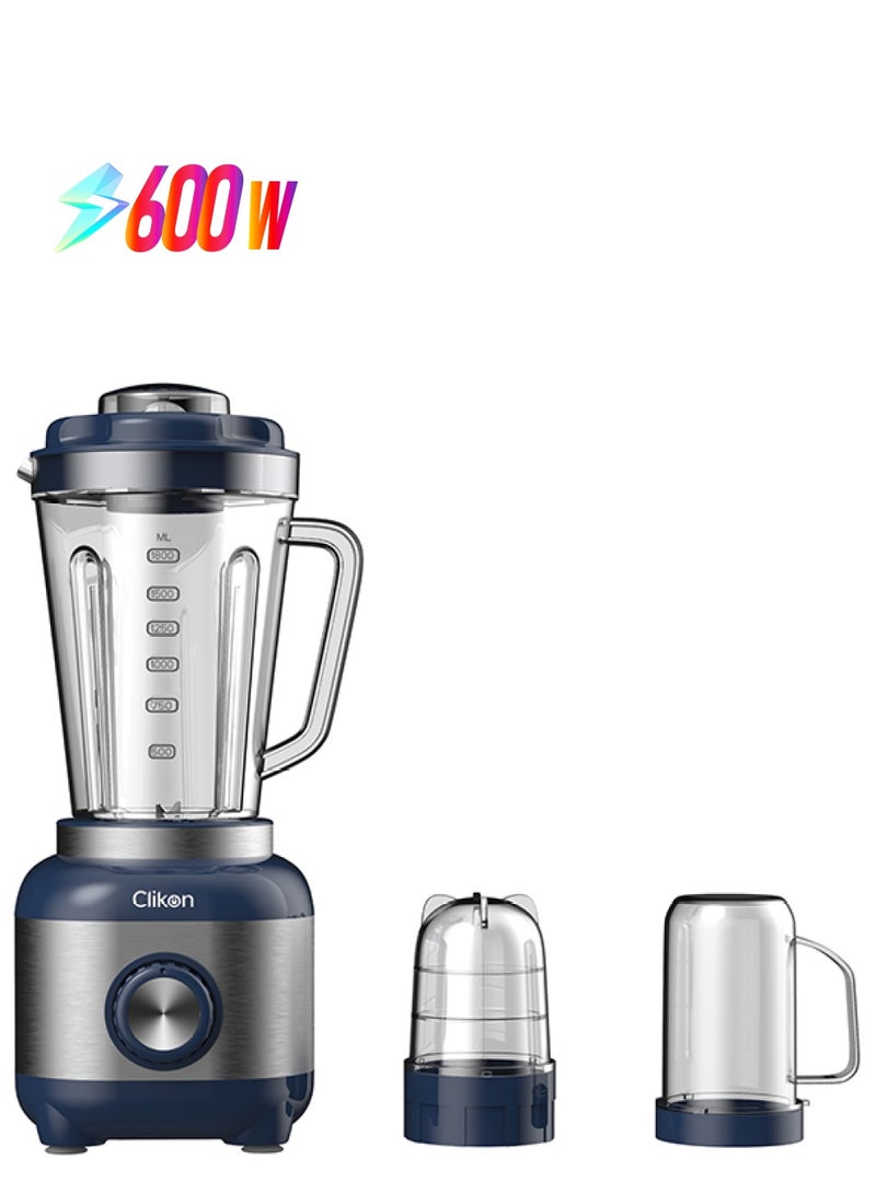 كليكون - 3-IN-1 Juicer Blender With Powerful Copper Motor 600 W CK2684 Dark Blue/Silver - Image 1