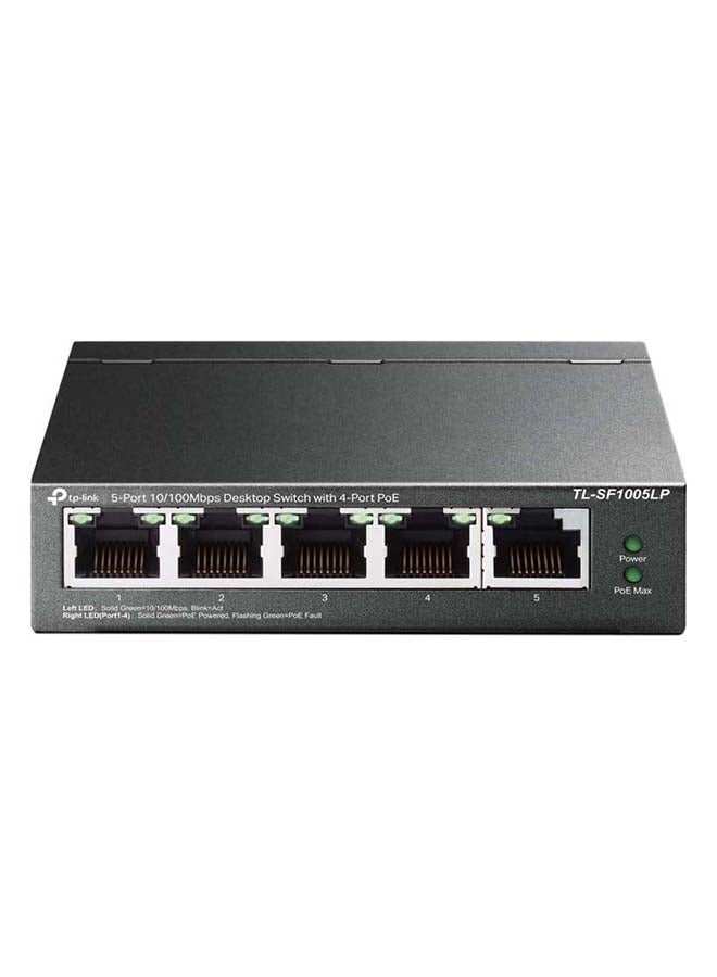 TP-LINK PoE Switch 5-Port 100 Mbps, 4 PoE ports up to 15.4 W for each PoE port and 41 W for all PoE ports, Metal Casing, Plug and Play, Ideal for IP Surveillance and Access Point(TL-SF1005LP) Black - Image 1