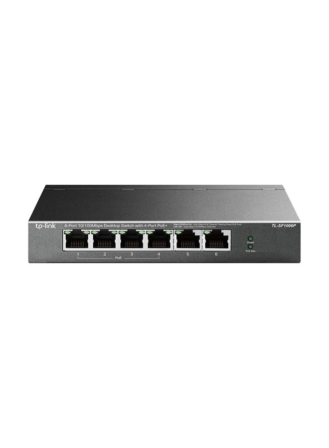 TP-LINK TL-SF1006P 6-Port 10/100Mbps Desktop Switch with 4 PoE+ Ports @67W, Plug & Play, Sturdy Metal with Shielded Ports, Limited Lifetime Protection, Extend Mode, Priority Mode Black  - Image 1